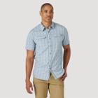 Wrangler Men's Plaid Short Sleeve Button-down Collared Shirt - Light Blue S, Men's,