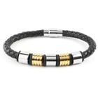 West Coast Jewelry Men's Crucible Black Two-tone Beaded Braided Leather Bracelet, Black/silver