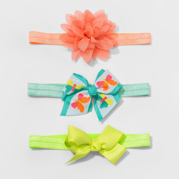 Toddler Girls' 3pk Bow Headwraps - Cat & Jack Orange/mint/yellow (orange/green/yellow)