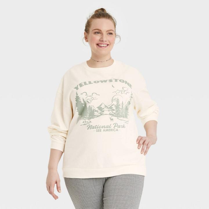 Creative Action Network Women's Yellowstone Plus Size Graphic Sweatshirt - Off-white