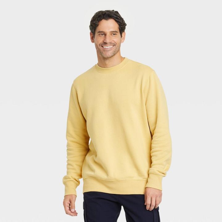 Men's Standard Fit Crewneck Pullover Sweatshirt - Goodfellow & Co Yellow