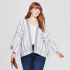 Women's Striped Plus Size Kimono - Universal Thread Blue/white