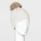 Women's Shaker Cable Pom Beanie - A New Day Oatmeal Heather, Grey