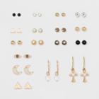 Stud, Moon, Wire Hoop With Charm Earring Set 18ct - Wild Fable,