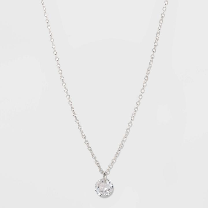 Sterling Silver With Cubic Zirconium Necklace - A New Day Silver, Women's