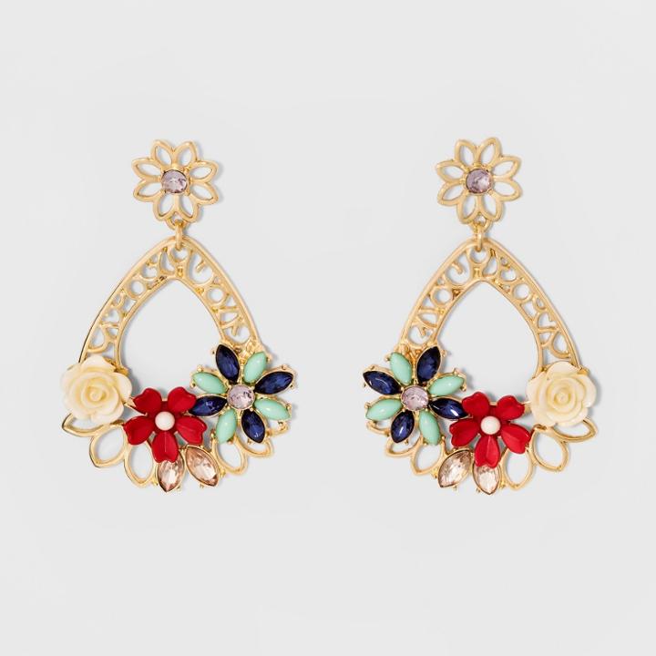 Sugarfix By Baublebar Mixed Media Floral Drop Earrings, Girl's,