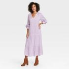 Women's Printed Long Sleeve Tiered Dress - A New Day