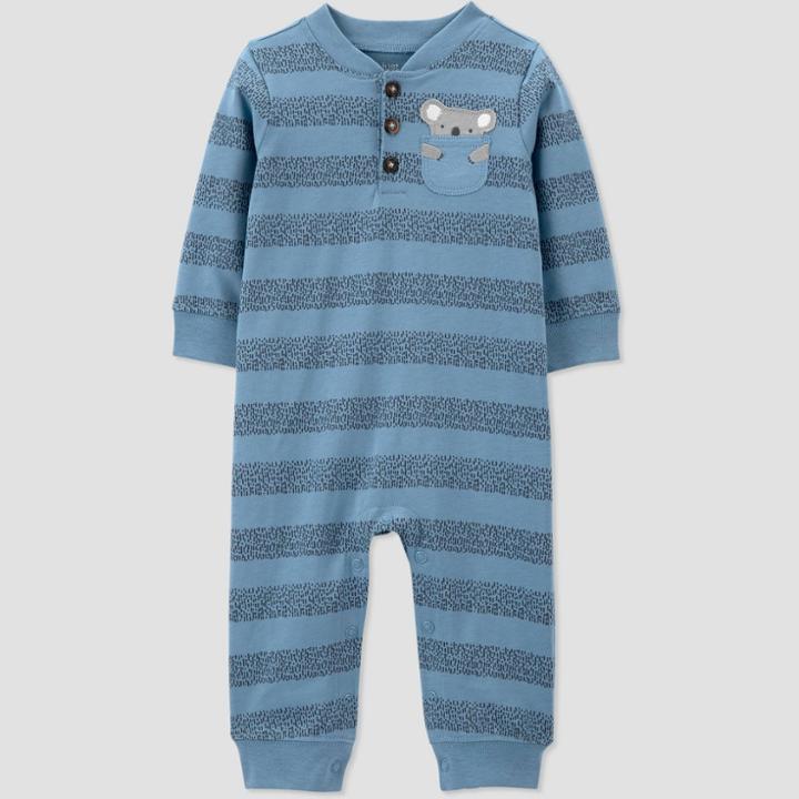 Baby Boys' Koala Striped Romper - Just One You Made By Carter's Blue Newborn