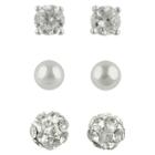 Distributed By Target Cubic Zirconia Stud, Ball And Crystal Fireball Earrings Set Of