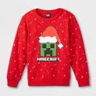 Boys' Minecraft Santa Hat Pullover Sweatshirt - Red