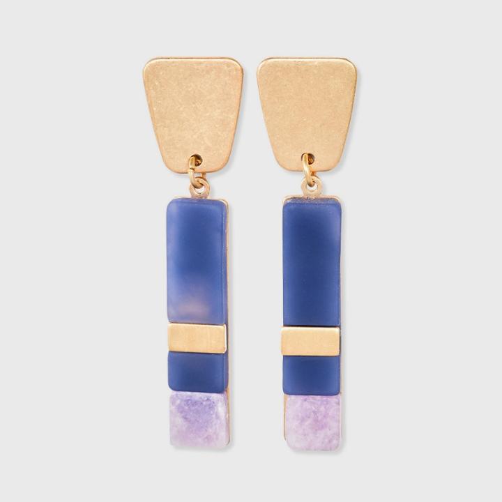 Trapeze Post Semi-precious Lepidolite Linear Drop Earrings - Universal Thread Blue