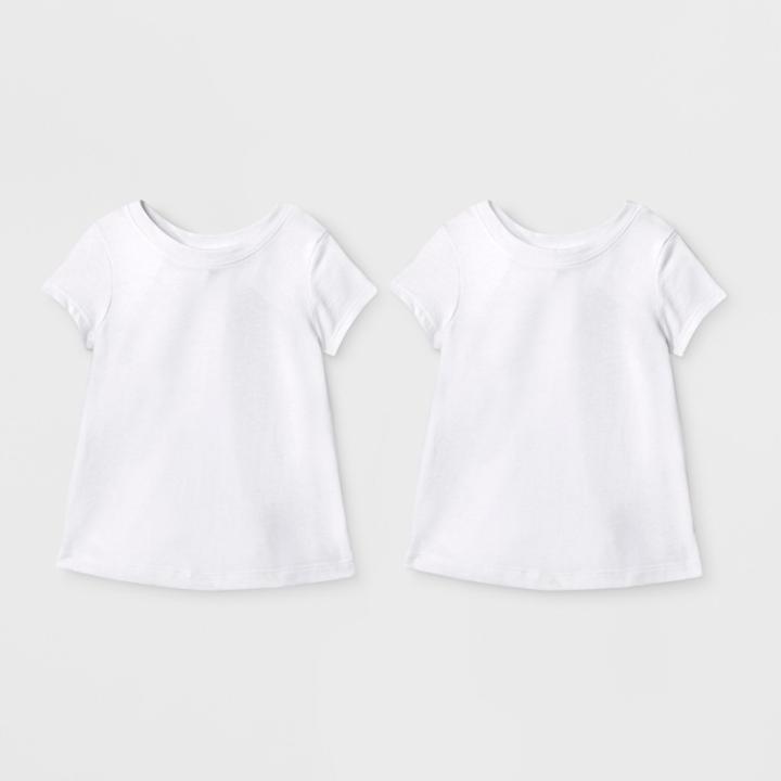 Toddler Girls' 2pk Short Sleeve T-shirt - Cat & Jack White