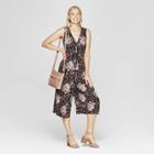 Women's Sleeveless V-neck Front Button-down Back Smocking Jumpsuit - Knox Rose Black