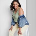 Women's Plus Size Button-front Knit Tiny Tank Top - Wild Fable Green