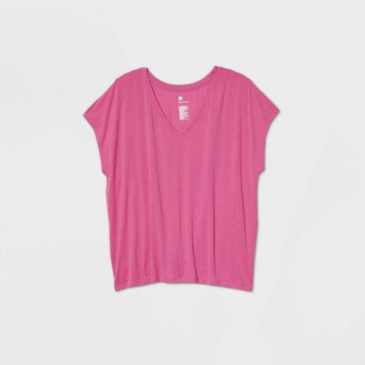 Women's Plus Size Short Sleeve Tie Back T-shirt - All In Motion Fuchsia 1x, Women's, Size: