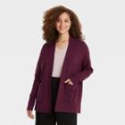 Women's Open-front Cardigan - A New Day Burgundy