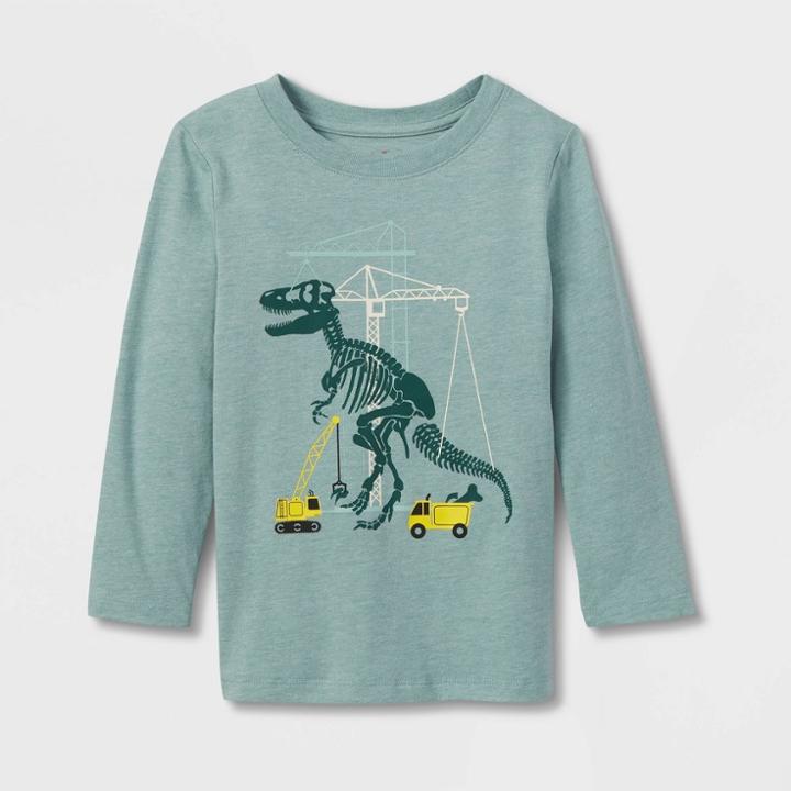 Toddler Boys' Dino Construction Long Sleeve Graphic T-shirt - Cat & Jack Green