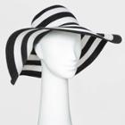 Women's Packable Essential Striped Straw Floppy Hat - A New Day Black