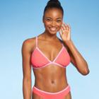 Juniors' Contrast Binding Terry Triangle Bikini Top - Xhilaration Multi Coral & Pink D/dd Cup