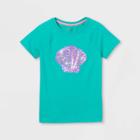 Girls' Flip Sequin Seashell Short Sleeve T-shirt - Cat & Jack Turquoise