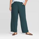 Women's Plus Size Mid-rise Straight Fit Pants - Ava & Viv Dark Green