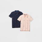 Boys' 2pk Short Sleeve Knit Polo Shirt - Cat & Jack Blue/pink
