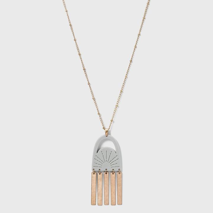 Sprayed Cutout Sunburst And Paddles Pendant Necklace - Universal Thread White