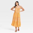 Women's Floral Print Sleeveless Tiered Dress - Universal Thread Yellow