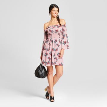 Women's Smocked Bell Sleeve Dress - Love @ First Sight (juniors') Pink