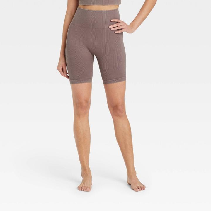 Women's High-rise Seamless Bike Shorts 6 - Joylab Chocolate Brown