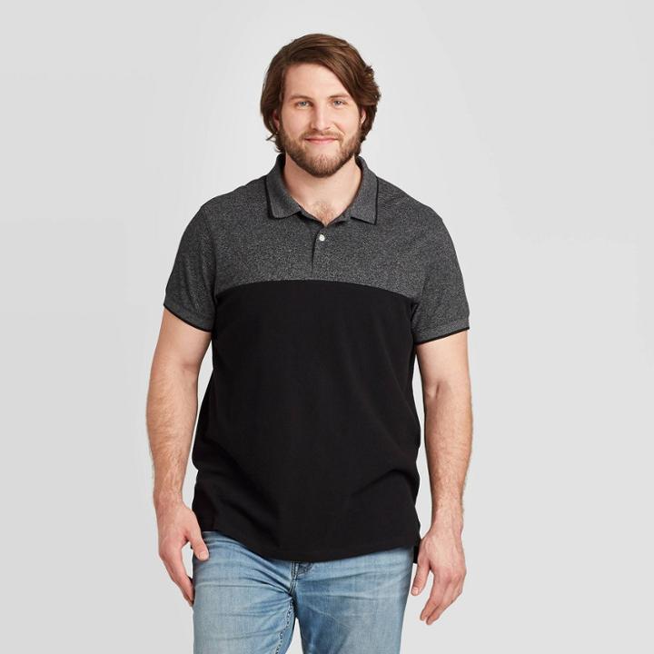 Men's Tall Slim Fit Short Sleeve Pique Polo Shirt - Goodfellow & Co Black