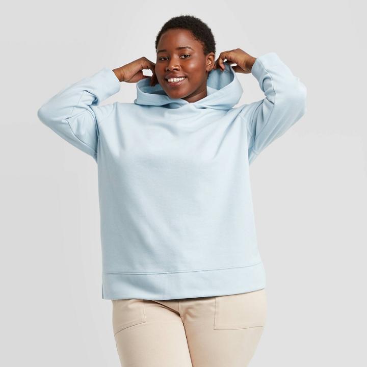 Women's Plus Size Essential Hoodie - Ava & Viv Blue X