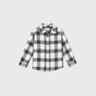 Toddler Boys' Long Sleeve Woven Plaid Button-down Shirt - Cat & Jack Navy