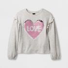 Girls' Long Sleeve 2 Way Flip Sequin Pullover - Art Class Oatmeal