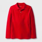 Boys' Adaptive Long Sleeve Polo Shirt - Cat & Jack Red S, Boy's,