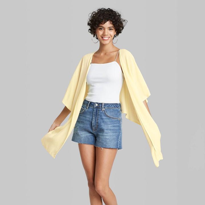Women's High-low Ruana Kimono Jacket - Wild Fable Yellow