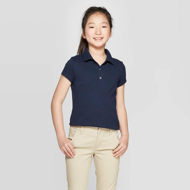 Girls' Jersey Uniform Polo Shirt - Cat & Jack Navy