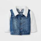 Baby Boys' Sherpa Denim Jacket - Cat & Jack Light Blue Newborn