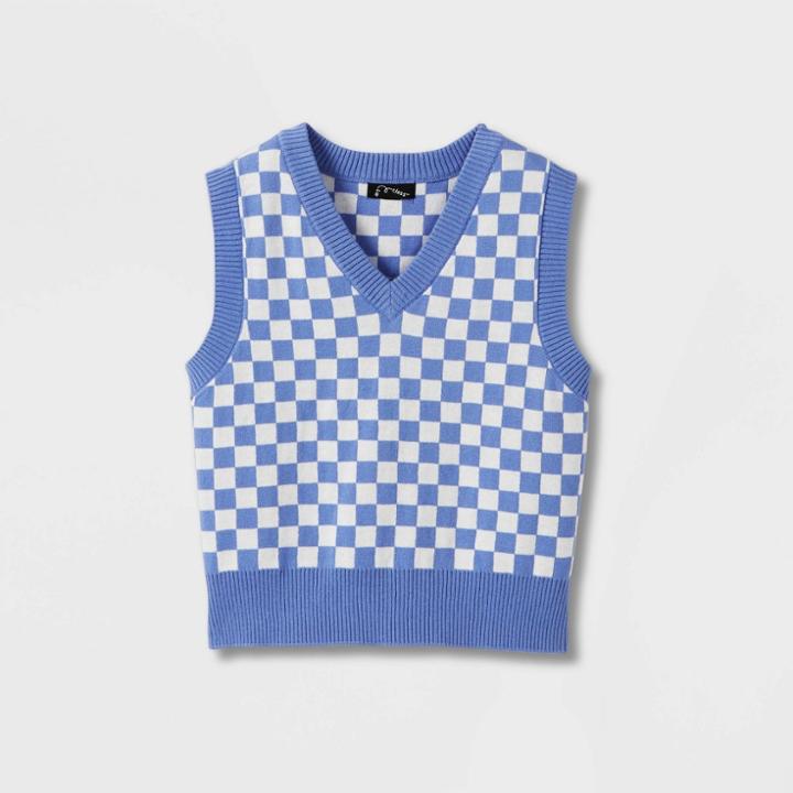 Girls' Cropped Sweater Vest - Art Class Blue