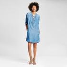 Women's Chambray Lace-up Dress - Alison Andrews Denim Blue