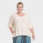 Women's Plus Size V-neck Pullover Sweater - Knox Rose Ivory