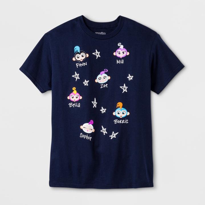Girls' Fingerlings Graphic Short Sleeve T-shirt - Navy