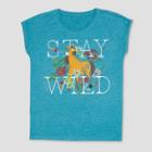 Girls' Spirit Riding Free 'stay Wild' Short Sleeve T-shirt - Turquoise