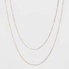 Flat Beaded And Link Chain Duo Necklace - A New Day Gold