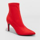 Women's Cady Stiletto Sock Booties - A New Day Red