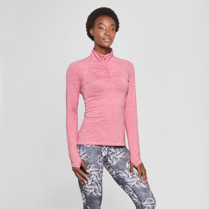 Women's Long Sleeve 1/4 Zip - C9 Champion Terracotta Pink Heather Xs,