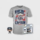 Funko Boys' Captain America Short Sleeve T-shirt With Mini Funk Pop! - Black