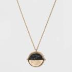 Etched And Semi Precious Black Howlite Disc Spinner Pendant Necklace - Universal Thread , Women's,