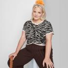 Women's Plus Size Short Sleeve Roll Cuff Boxy T-shirt - Wild Fable Black Zebra