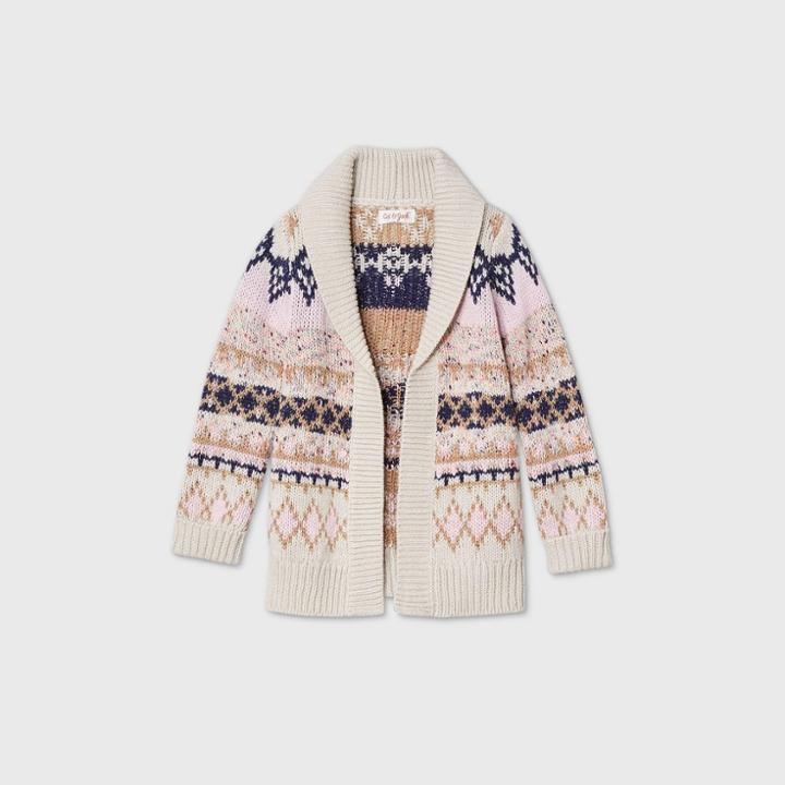Toddler Girls' Fair Isle Cardigan - Cat & Jack Blush Pink/cream